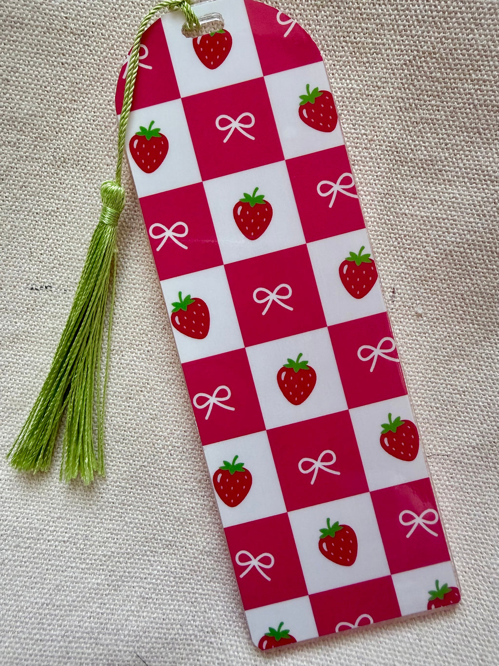 Strawberry Bows Acrylic Bookmark