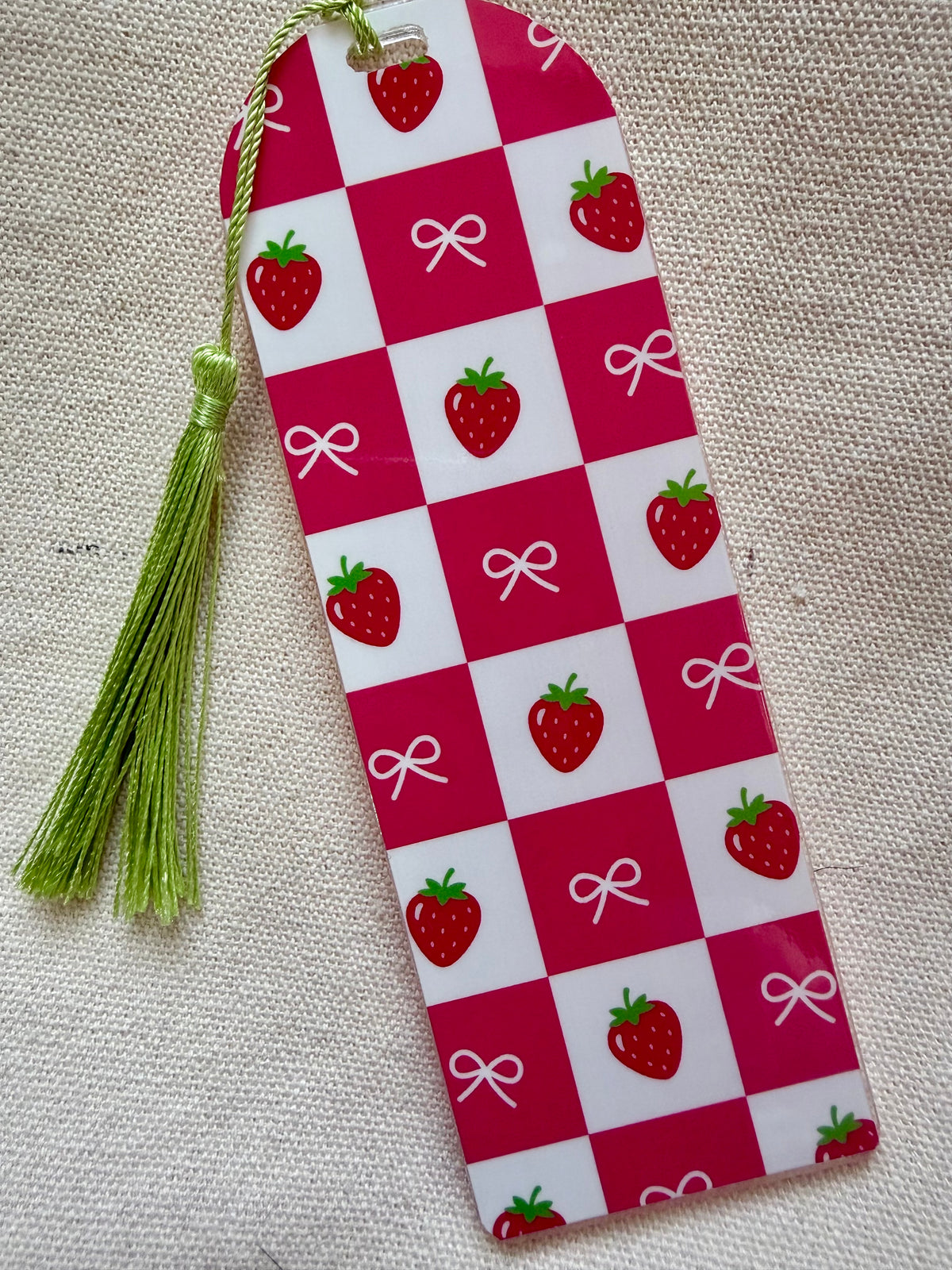Strawberry Bows Acrylic Bookmark