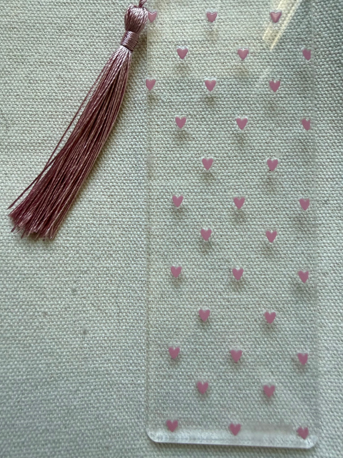 Pink Hearts Acrylic Bookmark — Bookstore Seconds