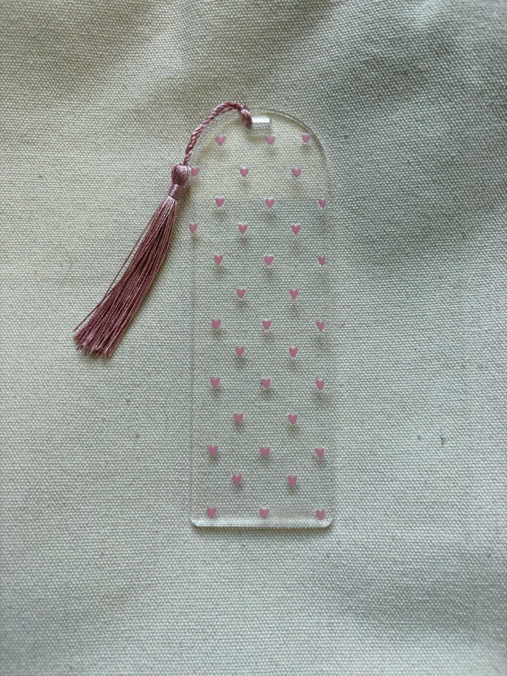 Pink Hearts Acrylic Bookmark — Bookstore Seconds