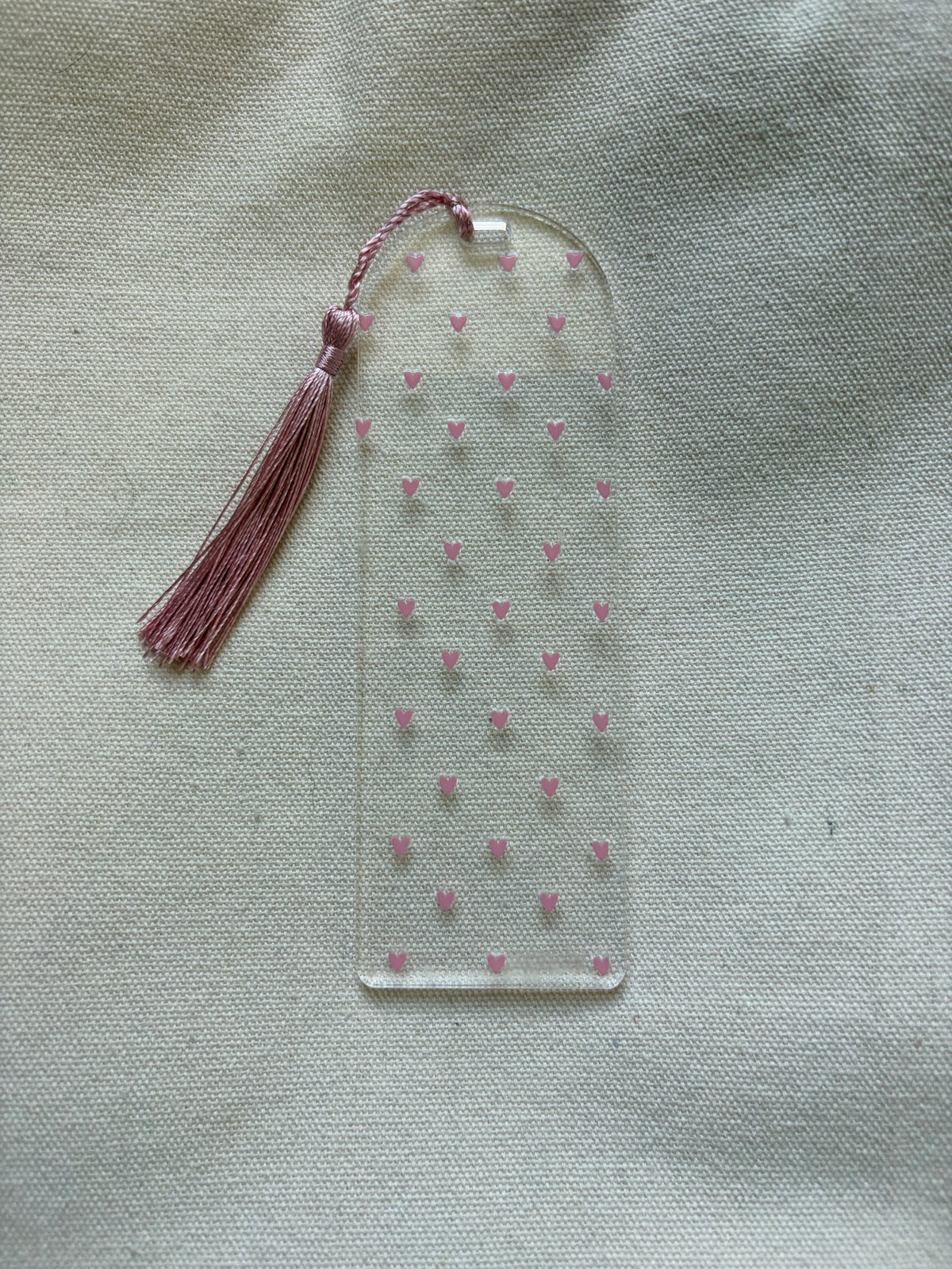 Pink Hearts Acrylic Bookmark — Bookstore Seconds