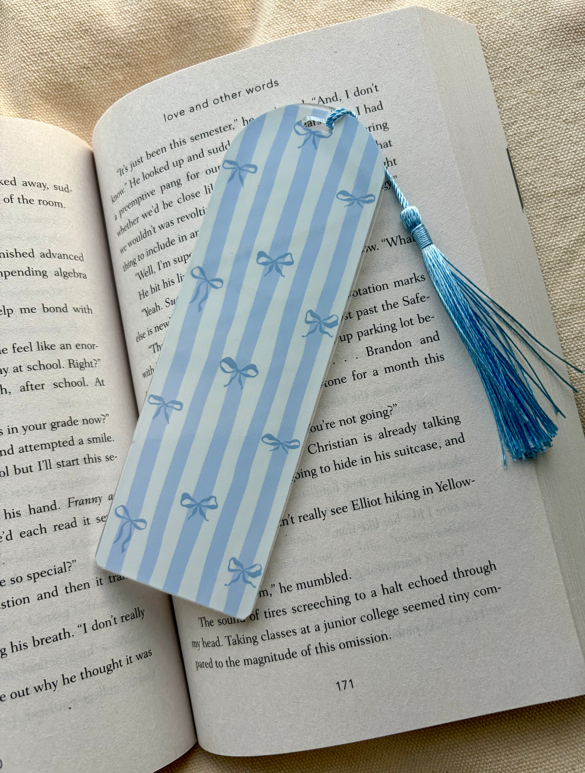 Blue Bows Acrylic Bookmark