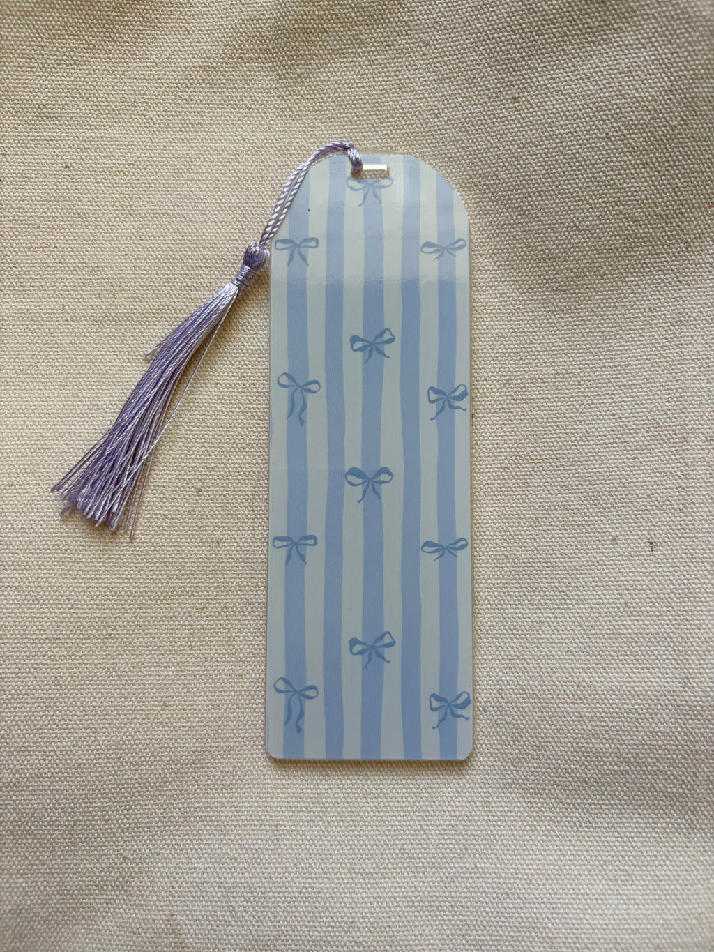 Blue Striped Bows Acrylic Bookmark — Bookstore Seconds