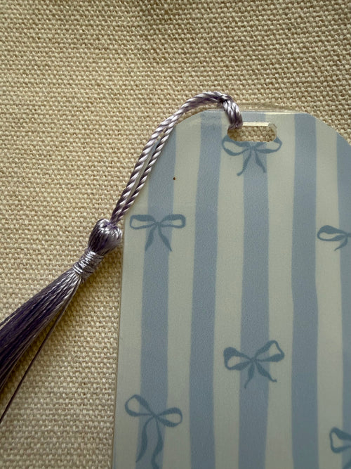 Blue Striped Bows Acrylic Bookmark — Bookstore Seconds