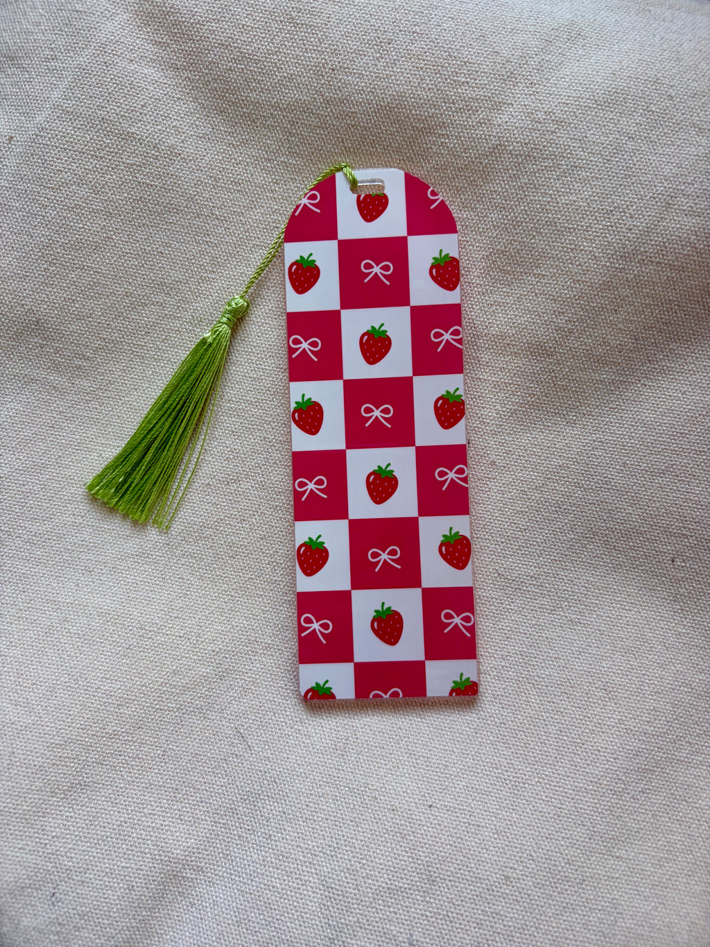 Strawberry Bows Acrylic Bookmark