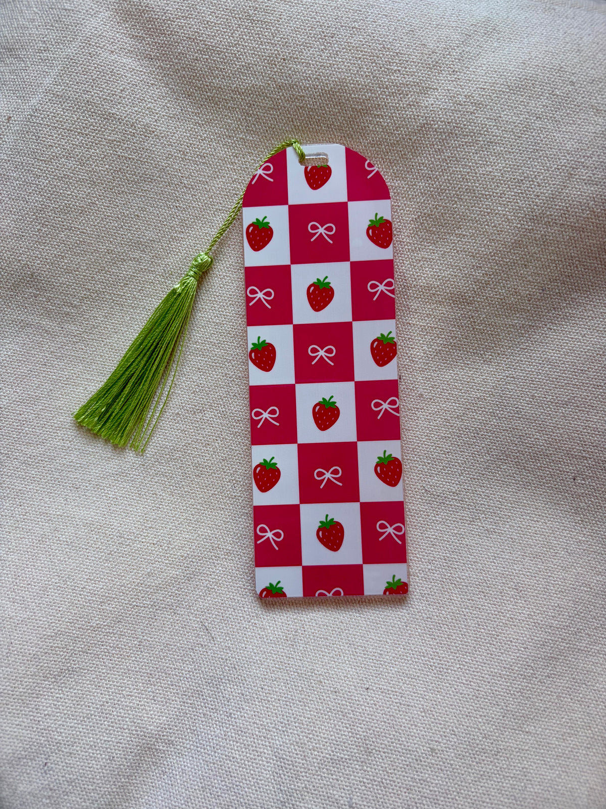 Strawberry Bows Acrylic Bookmark