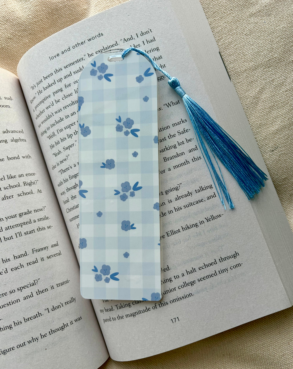 Bluebell Gingham Acrylic Bookmark